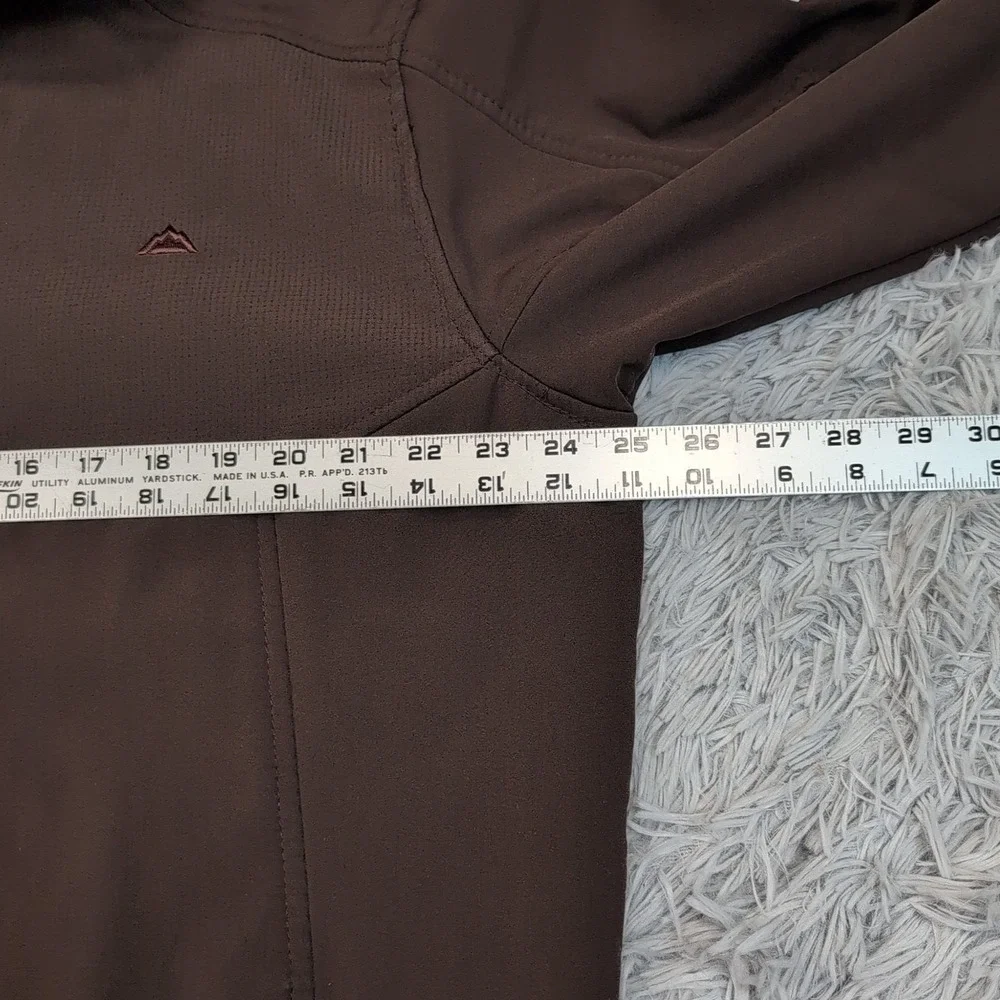 Snozu Performance Jacket Mens XL‎ Brown Logo Zip Up Pockets Lightweight Comfy